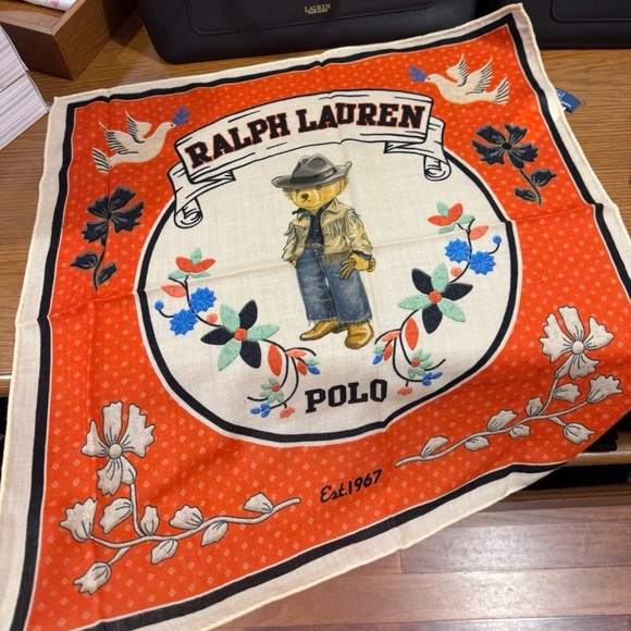 Polo Ralph Lauren Accessories - Polo Ralph Lauren RARE Polo Bear 100% Wool Scarf, Red Multi